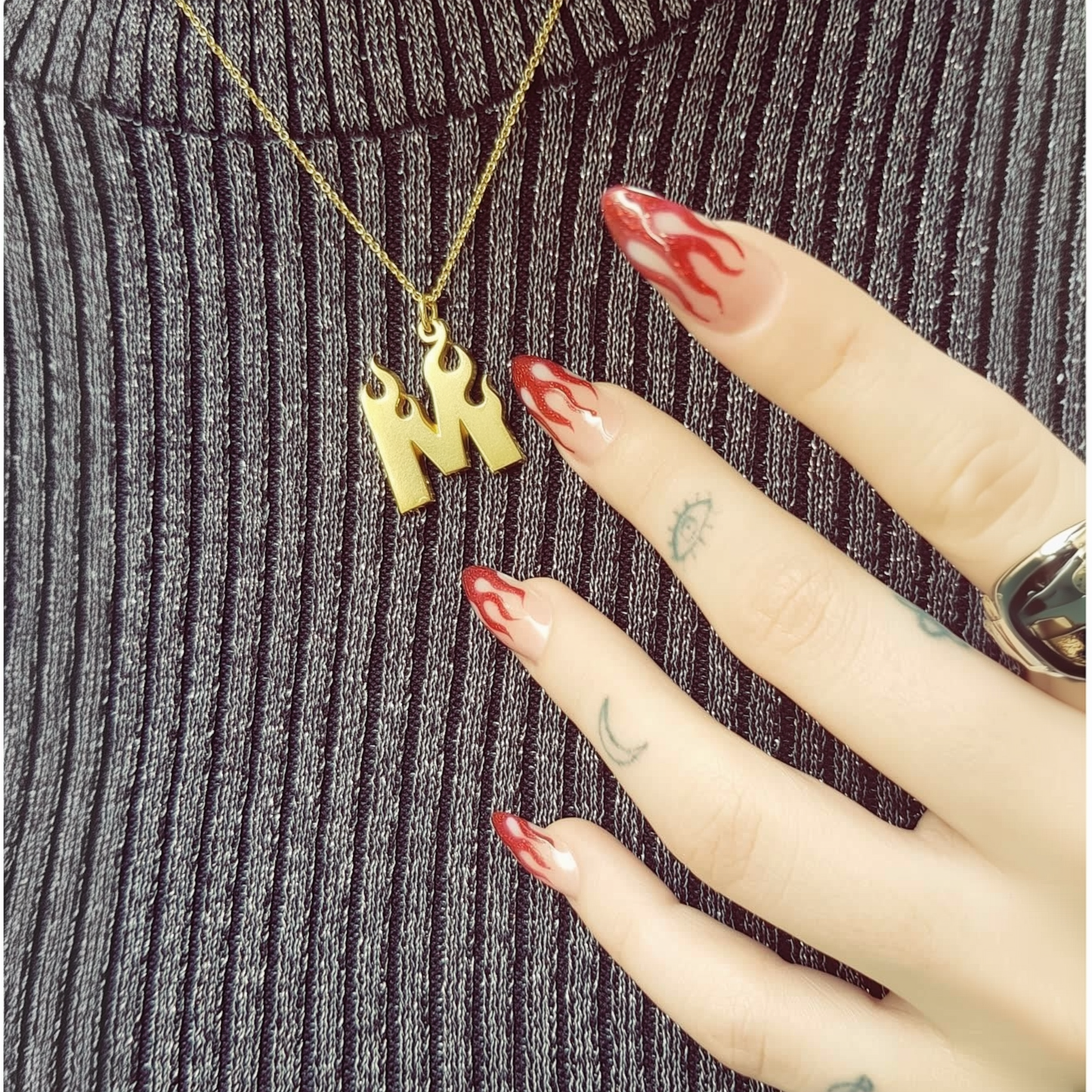 Fire Letter – Initial Necklace – Goldfilled Silver 925