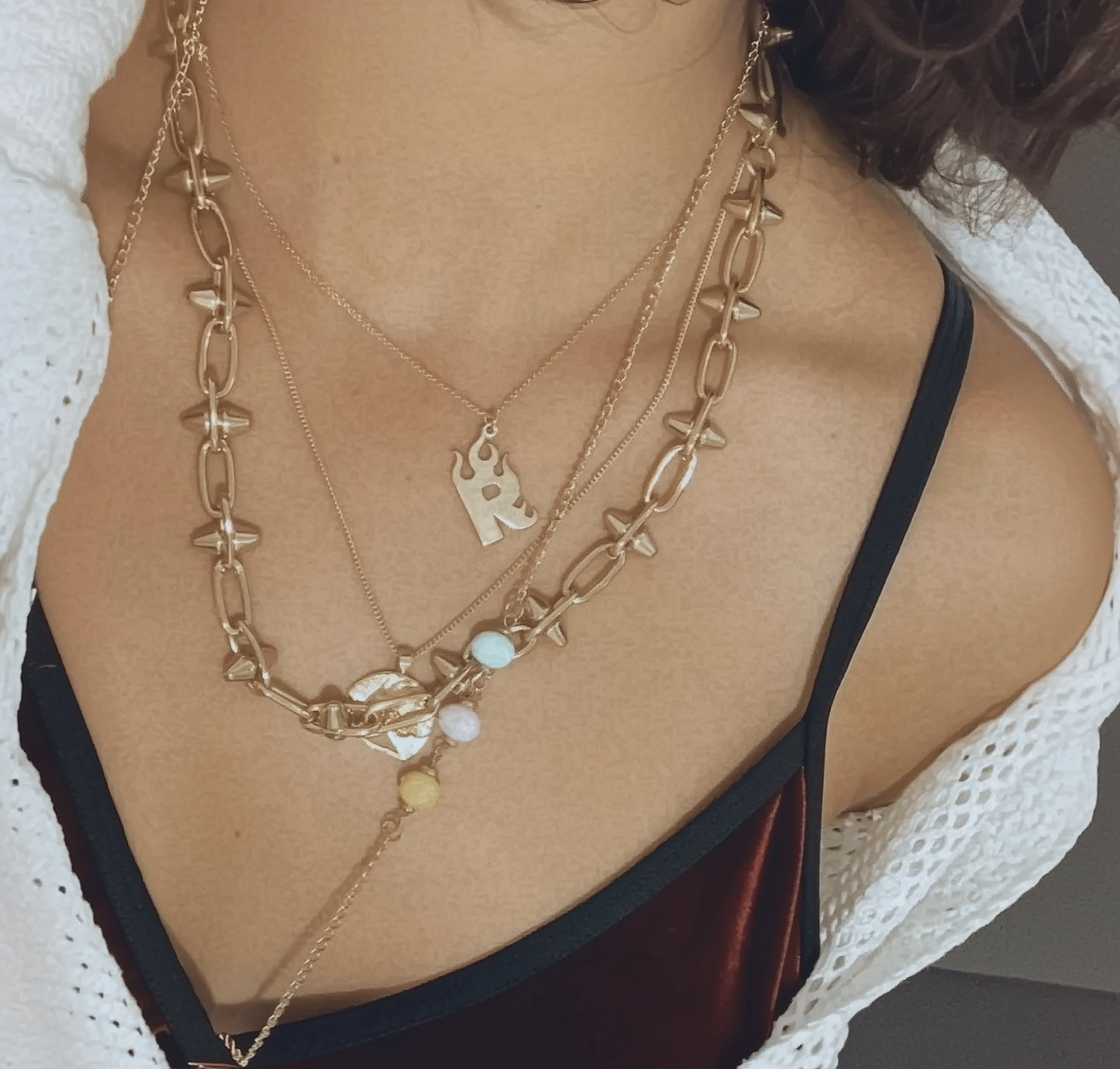 Fire Letter – Initial Necklace – Goldfilled Silver 925
