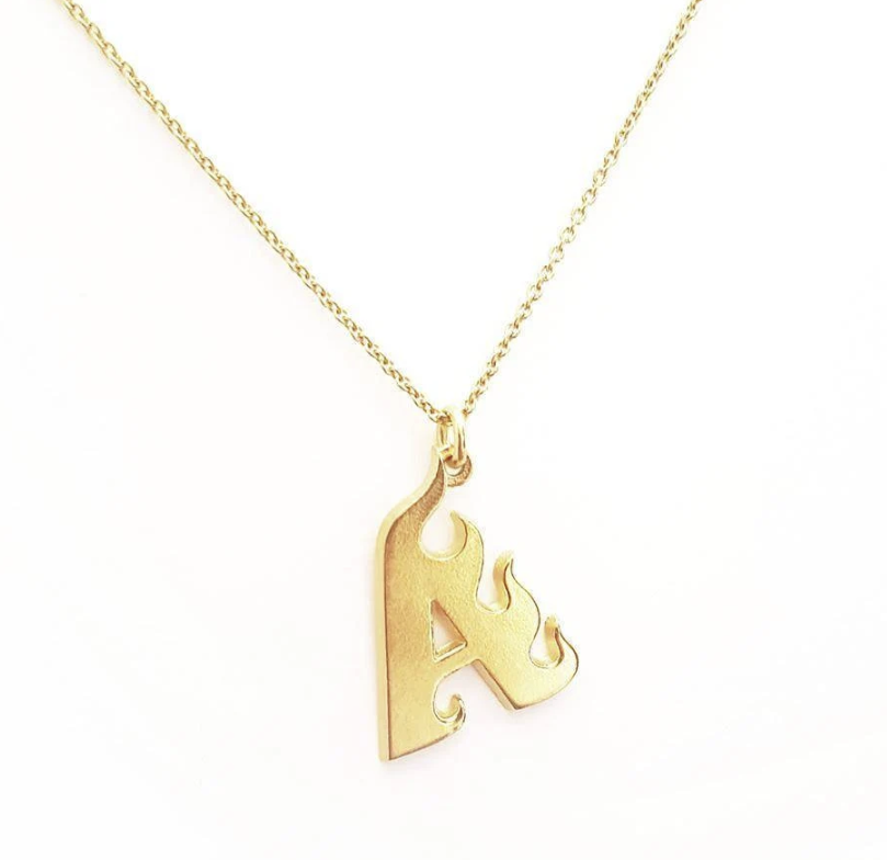 Fire Letter – Initial Necklace – Goldfilled Silver 925
