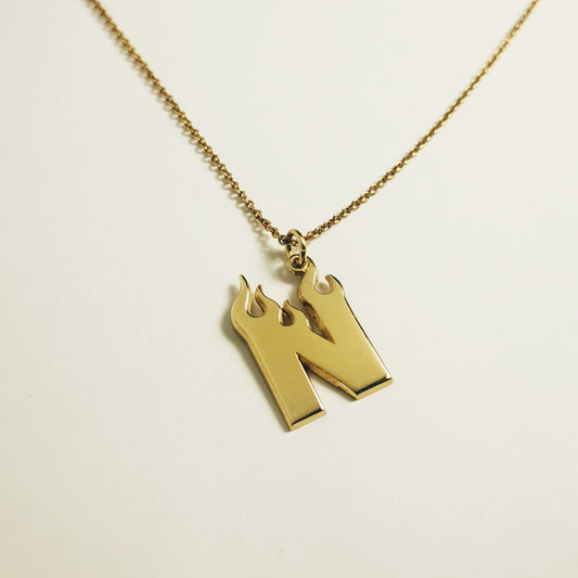 Fire Letter – Initial Necklace – Goldfilled Silver 925