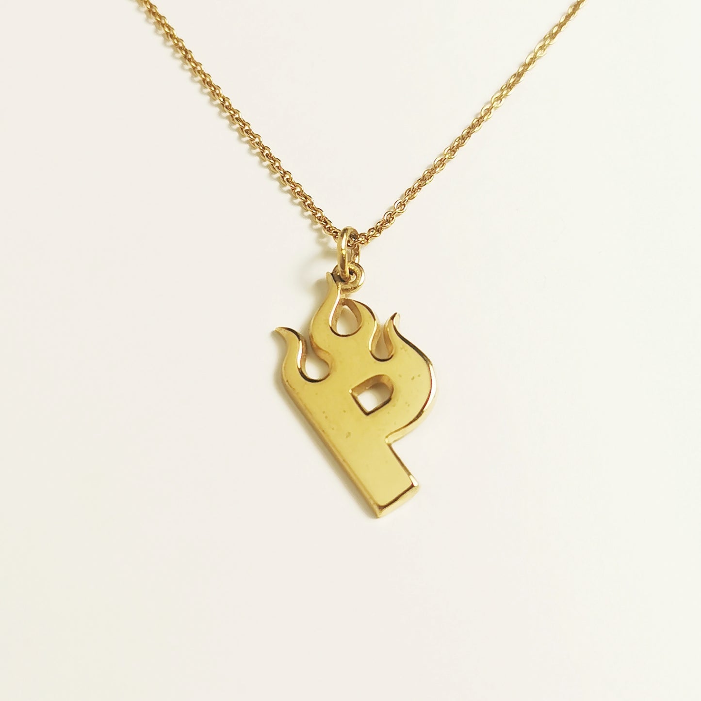 Fire Letter – Initial Necklace – Goldfilled Silver 925