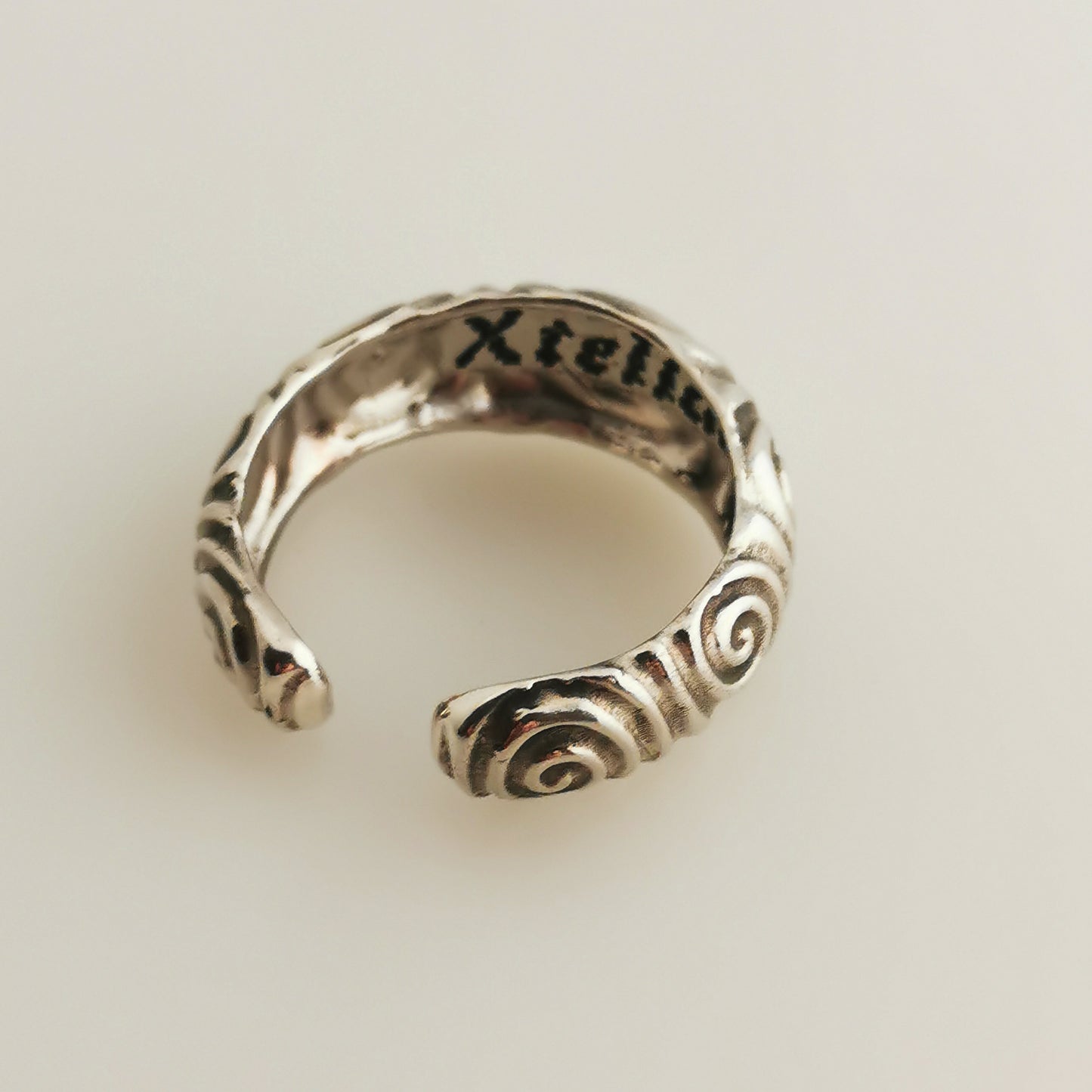 Dual Spiral – Adjustable Sterling Silver Ring and Ear Cuff
