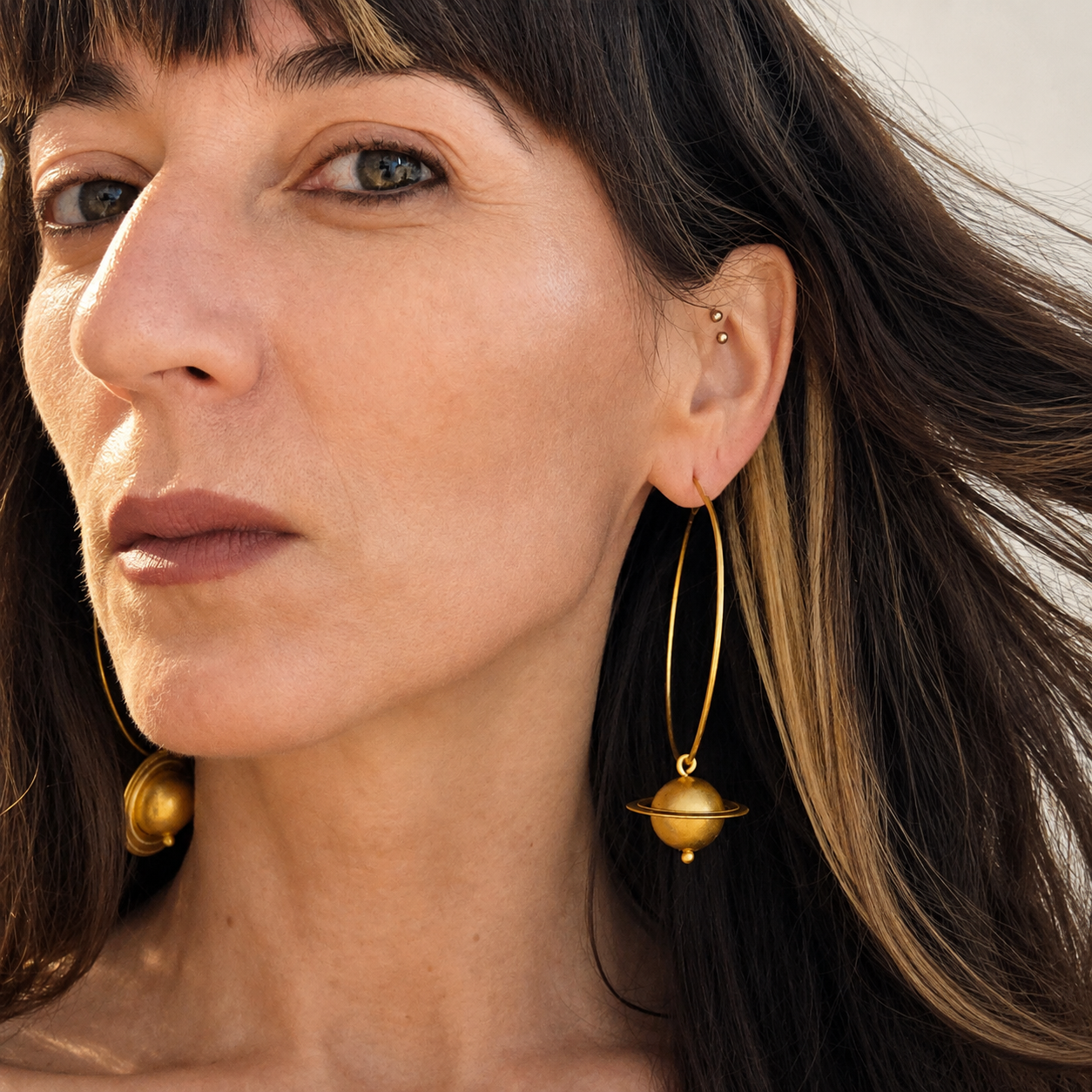 Saturn Hoop Earrings | Celestial Statement Jewelry