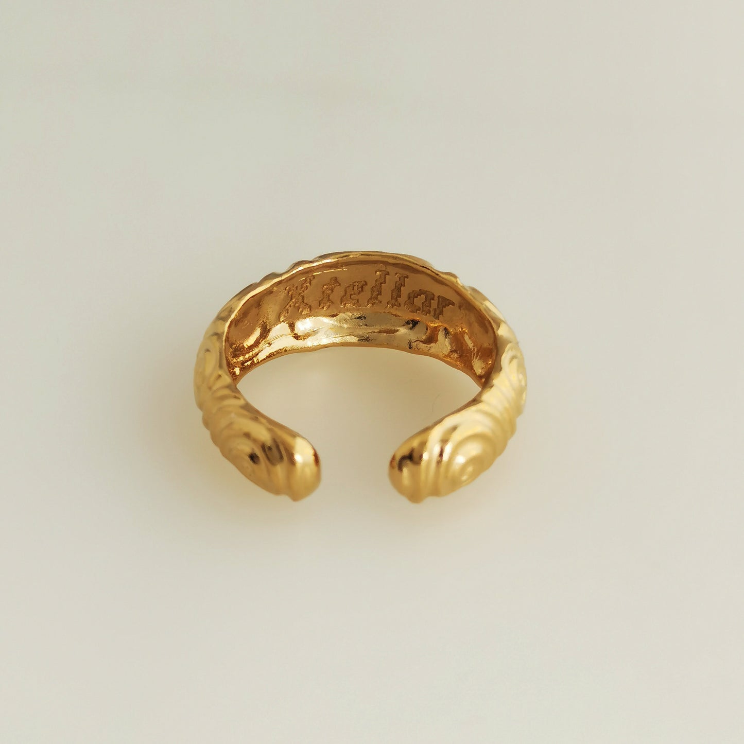 Dual Spiral – Adjustable Gold-Plated Ring & Ear Cuff (1 Microns)