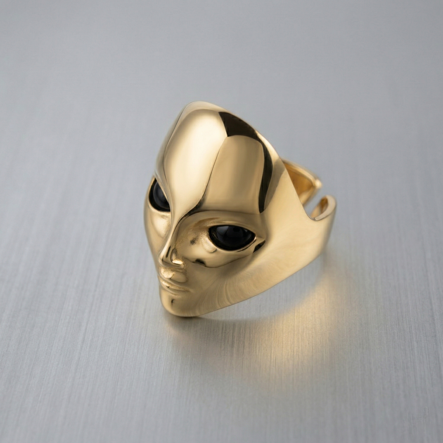 Alien Face Ring – Gold Plated - Sterling Silver