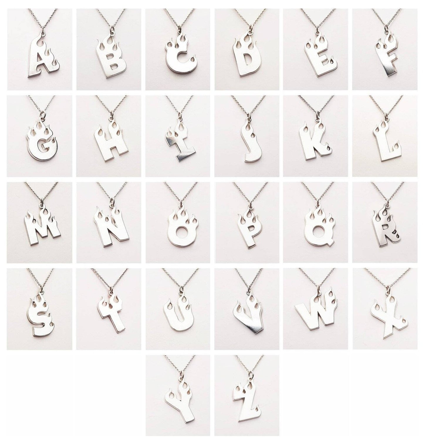 Fire Letter – Initial Necklace – Sterling Silver 925