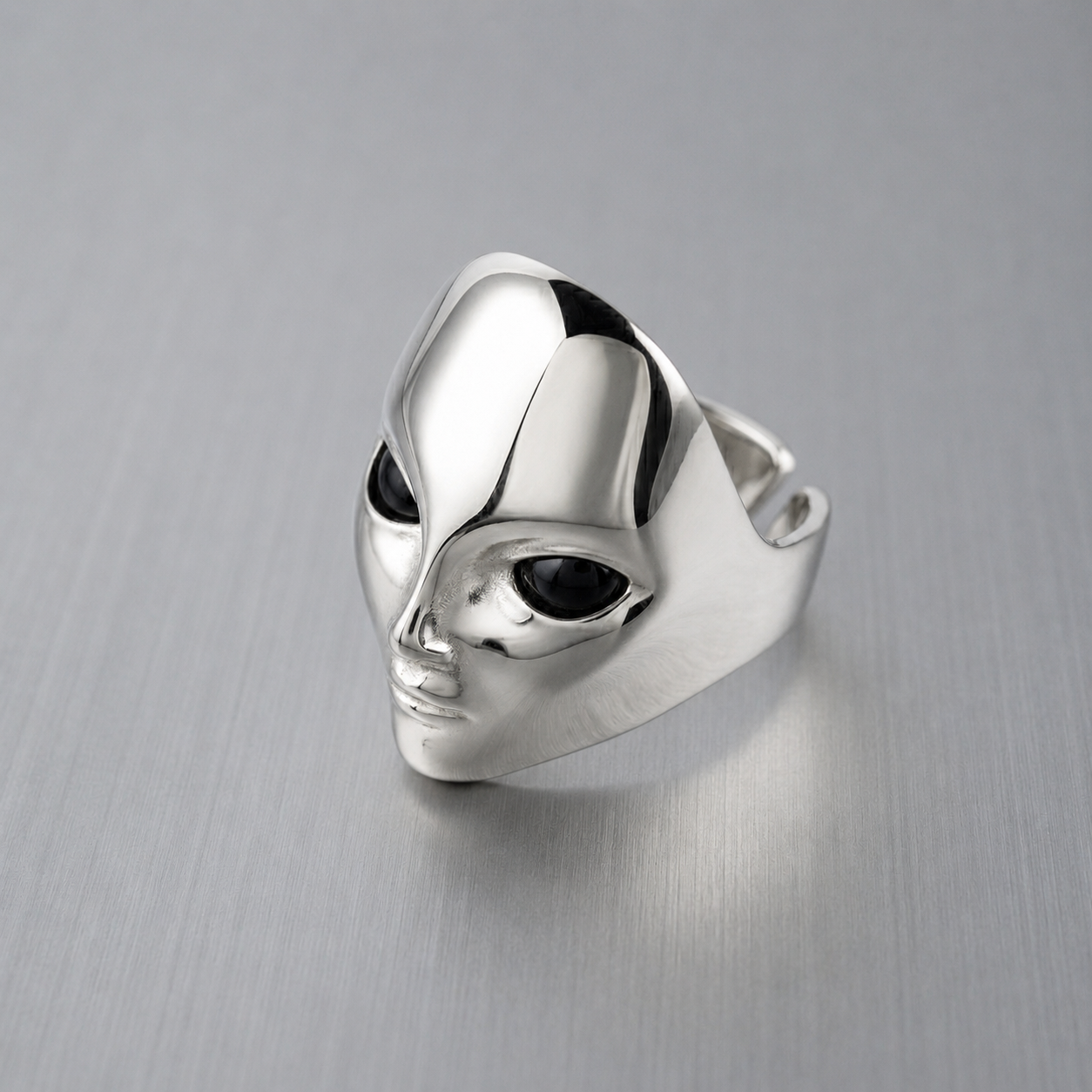 Alien Face Ring – Gold Plated - Sterling Silver
