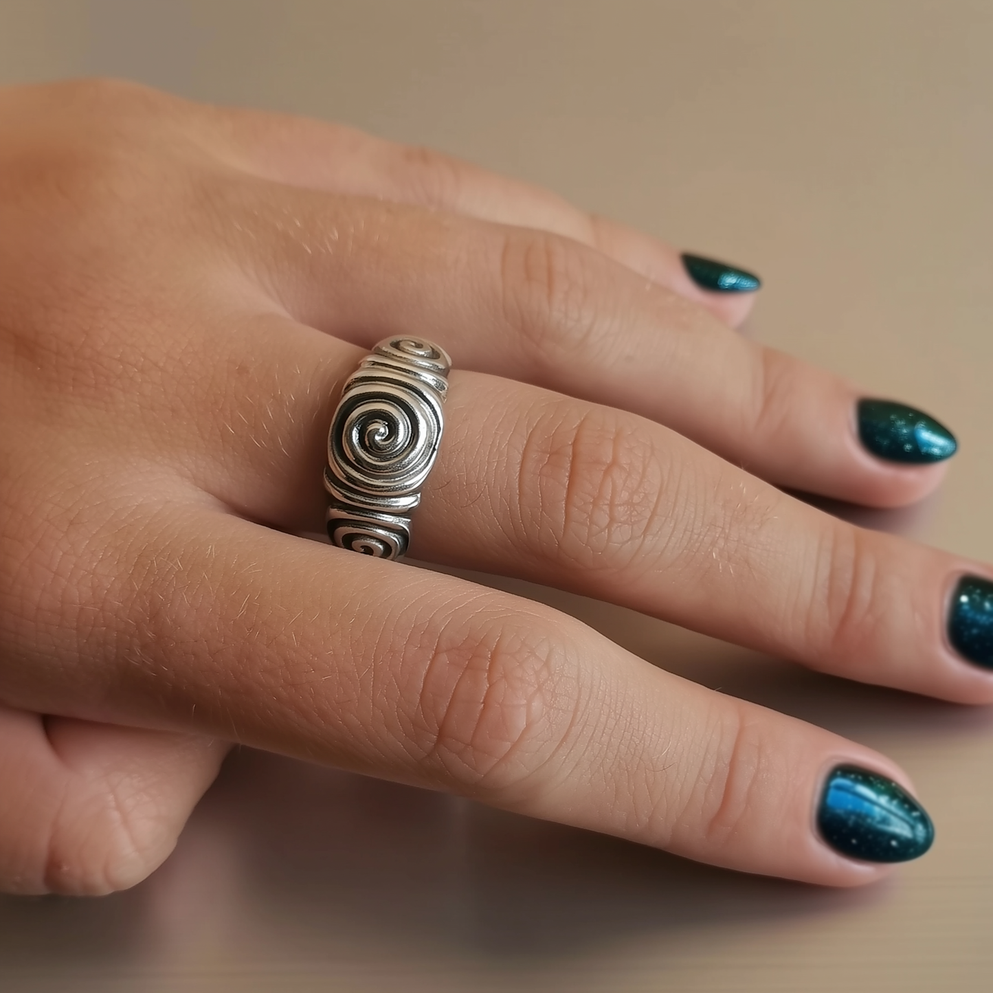 Dual Spiral – Adjustable Sterling Silver Ring and Ear Cuff