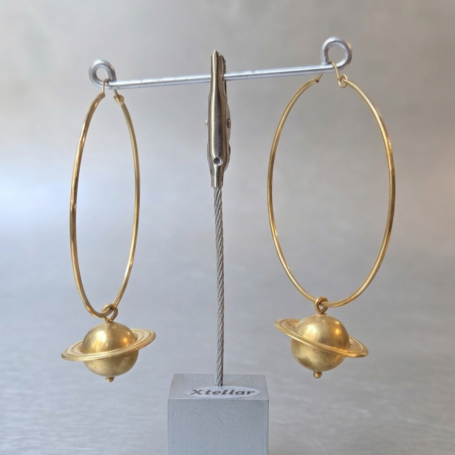 Saturn Hoop Earrings | Celestial Statement Jewelry