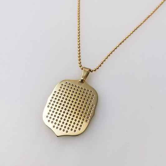 Sarcire Ovalis– Customizable Cross-Stitch Gold Plated Necklace